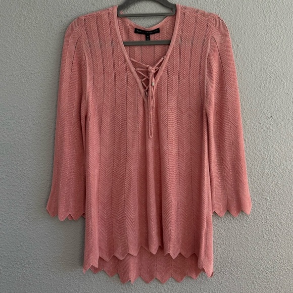 WHBM Lace Up Metallic Sweater Size Medium EUC - Picture 3 of 7